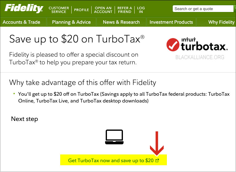 get fidelity turbotax discount