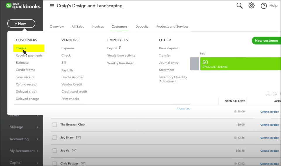 quickbooks create invoice_new