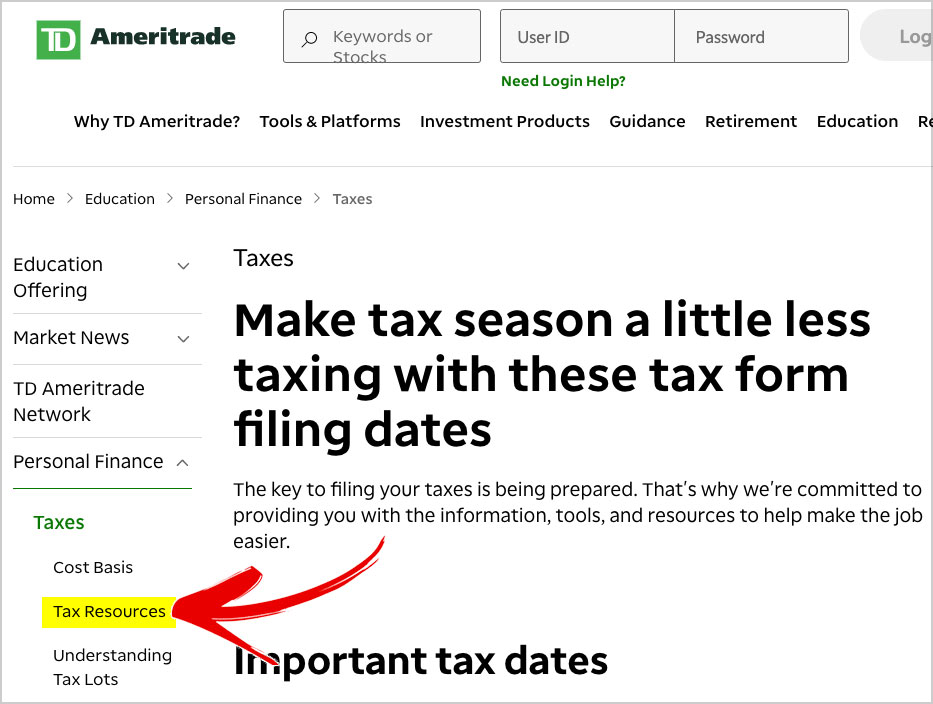 td ameritrade tax resources