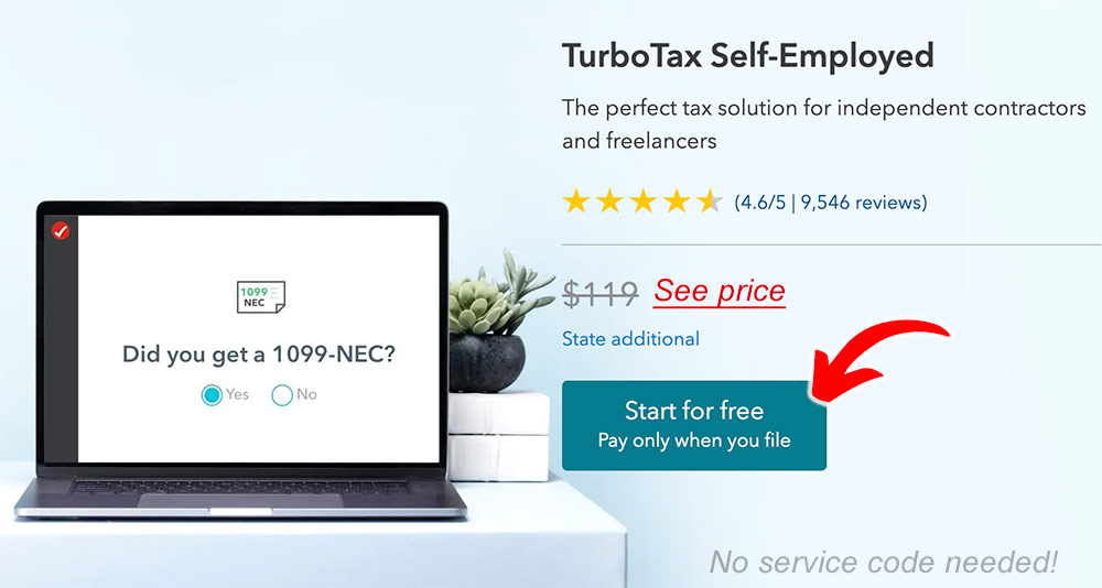 turbotax self employed service code